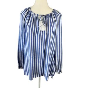 Vineyard Vines Blue and White Striped Peasant Blouse